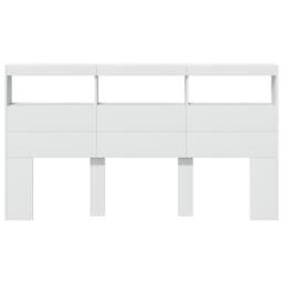 Berkfield Home Headboard Cabinet with LED White 180x17x102 cm - Size: 180 x 17 x 102 cm - thumbnail 6