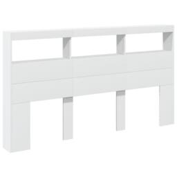 Berkfield Home Headboard Cabinet with LED White 180x17x102 cm - Size: 180 x 17 x 102 cm - thumbnail 1