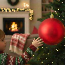Shatchi 20cm Mat Christmas Bauble - Premium Bauble & Home Décor Ornament in Red - Size: 20 cm - thumbnail 7