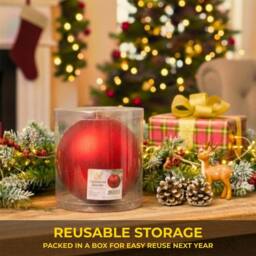 Shatchi 20cm Mat Christmas Bauble - Premium Bauble & Home Décor Ornament in Red - Size: 20 cm - thumbnail 6
