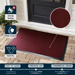 Desire Rugs Non Slip Dirt Trapper Rubber Edged PVC Barrier Door Entrance Mats in Red - Size: 90 cm x 120 cm - thumbnail 7