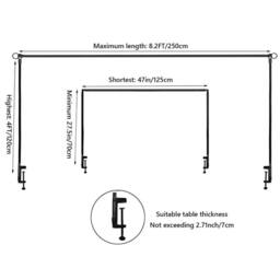 "Nordara Adjustable Over Table Rod Stand 47""-98"" Black Metal with Clamps" - thumbnail 2
