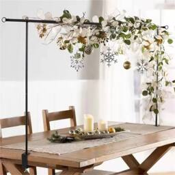 "Nordara Adjustable Over Table Rod Stand 47""-98"" Black Metal with Clamps" - thumbnail 1