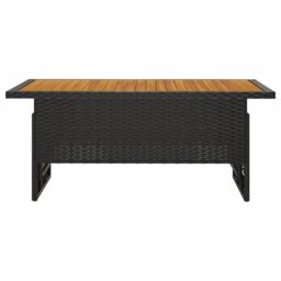 Berkfield Home Garden Table Black 100x50x43/63 cm Solid Wood Acacia&Poly Rattan - thumbnail 3