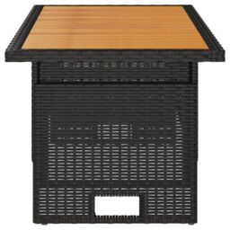 Berkfield Home Garden Table Black 100x50x43/63 cm Solid Wood Acacia&Poly Rattan - thumbnail 4