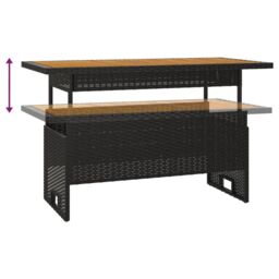 Berkfield Home Garden Table Black 100x50x43/63 cm Solid Wood Acacia&Poly Rattan - thumbnail 5
