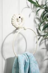 Dibor White Cast Iron Towel Ring Love Heart Ornate Towel Rail Napkin Holder - thumbnail 1