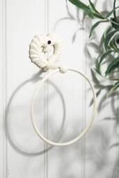 Dibor White Cast Iron Towel Ring Love Heart Ornate Towel Rail Napkin Holder - thumbnail 2
