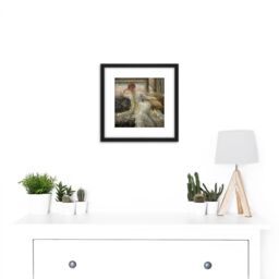 Artery8 Tissot Seaside July Specimen Portrait 8X8 Inch Square Wooden Framed Wall Art Print Picture with Mount in Black - thumbnail 2