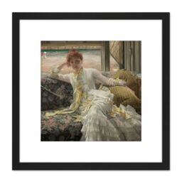Artery8 Tissot Seaside July Specimen Portrait 8X8 Inch Square Wooden Framed Wall Art Print Picture with Mount in Black - thumbnail 1