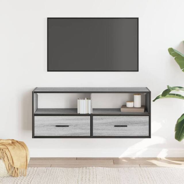 Berkfield Home TV Cabinet Grey Sonoma 100x31x39.5 cm Engineered Wood & Metal - image 1