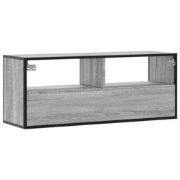 Berkfield Home TV Cabinet Grey Sonoma 100x31x39.5 cm Engineered Wood & Metal - thumbnail 6