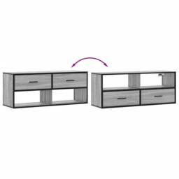 Berkfield Home TV Cabinet Grey Sonoma 100x31x39.5 cm Engineered Wood & Metal - thumbnail 7