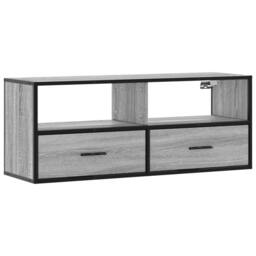 Berkfield Home TV Cabinet Grey Sonoma 100x31x39.5 cm Engineered Wood & Metal - thumbnail 3