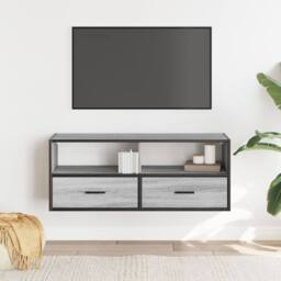 Berkfield Home TV Cabinet Grey Sonoma 100x31x39.5 cm Engineered Wood & Metal - thumbnail 1
