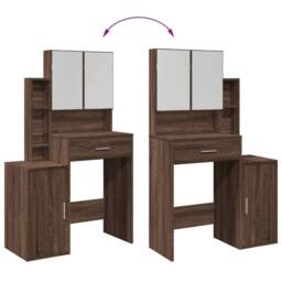 Berkfield Home Beautiful Dressing Table with Cabinet Brown Oak 80x35x132 cm - Size: 80 x 35 x 132 cm - thumbnail 9