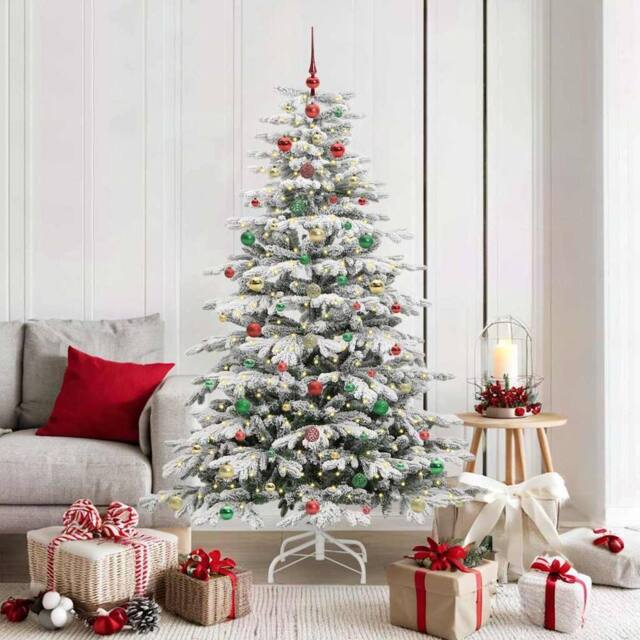 Berkfield Home Artificial Hinged Christmas Tree White 180 cm PE & PVC - image 1