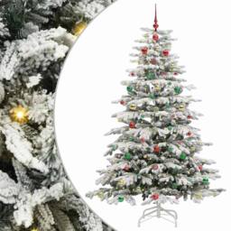 Berkfield Home Artificial Hinged Christmas Tree White 180 cm PE & PVC - thumbnail 2