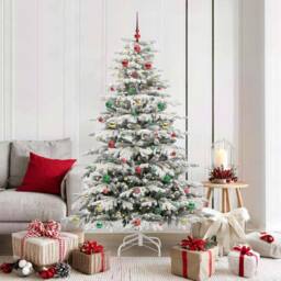 Berkfield Home Artificial Hinged Christmas Tree White 180 cm PE & PVC - thumbnail 1