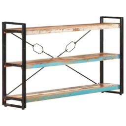 Berkfield Home Decorative 3-Tier Bookcase 140x30x80 cm Solid Reclaimed Wood - Size: 140 x 30 x 80 cm - thumbnail 9