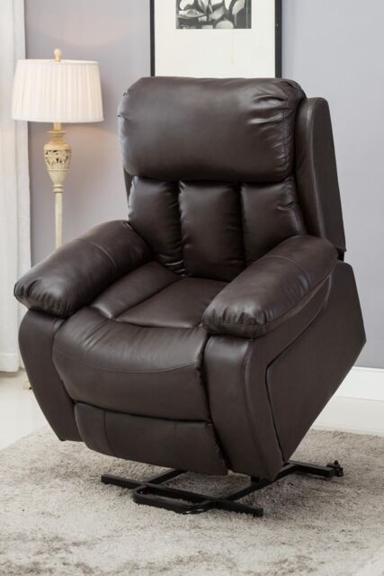 More4Homes Chester Single Motor Rise Recliner Bonded Leather Heat & Massage Chair in Brown - image 1
