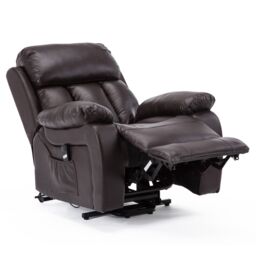 More4Homes Chester Single Motor Rise Recliner Bonded Leather Heat & Massage Chair in Brown - thumbnail 3