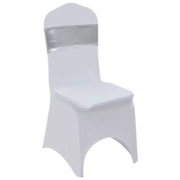 Berkfield Home 25 pcs Stretchable Chair Band with Diamond Buckle Silver - thumbnail 1