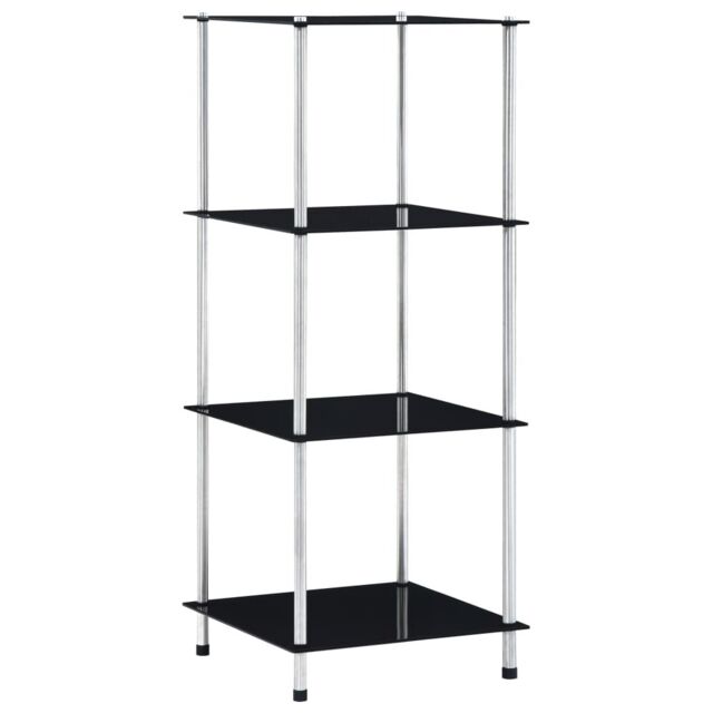 Berkfield Home 4-Tier Shelf Black 40x40x100 cm Tempered Glass - Size: 40 x 40 x 100 cm - image 1