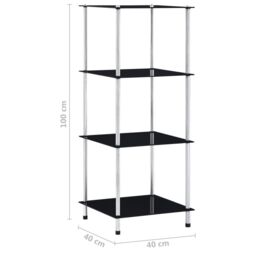 Berkfield Home 4-Tier Shelf Black 40x40x100 cm Tempered Glass - Size: 40 x 40 x 100 cm - thumbnail 5