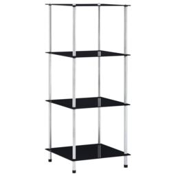 Berkfield Home 4-Tier Shelf Black 40x40x100 cm Tempered Glass - Size: 40 x 40 x 100 cm