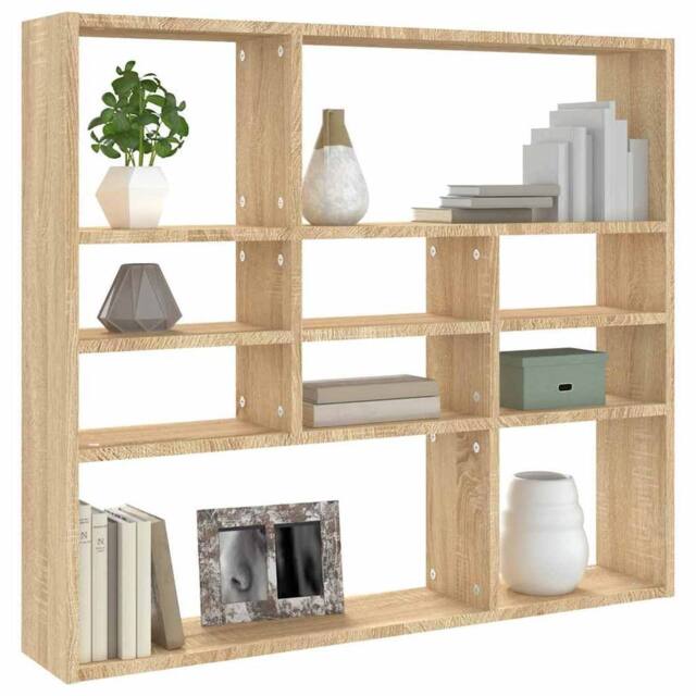 Berkfield Home Wall Shelf Sonoma Oak 90x16x78 cm Engineered Wood in Light Brown - Size: 90 x 16 x 78 cm - image 1