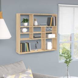 Berkfield Home Wall Shelf Sonoma Oak 90x16x78 cm Engineered Wood in Light Brown - Size: 90 x 16 x 78 cm - thumbnail 2