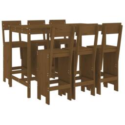 Berkfield Home Beautiful 7 Piece Garden Bar Set Honey Brown Solid Wood Pine - thumbnail 3
