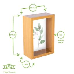 "Nicola Spring 3D Deep Box Photo Frame - 4 x 6"" in Light Brown" - thumbnail 4