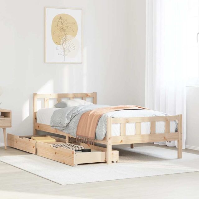 Berkfield Home Bed Frame without Mattress 90x190 cm Single Solid Wood Pine in Brown - image 1