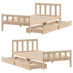 Berkfield Home Bed Frame without Mattress 90x190 cm Single Solid Wood Pine in Brown - thumbnail 9