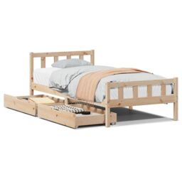 Berkfield Home Bed Frame without Mattress 90x190 cm Single Solid Wood Pine in Brown - thumbnail 2