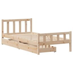 Berkfield Home Bed Frame without Mattress 90x190 cm Single Solid Wood Pine in Brown - thumbnail 3