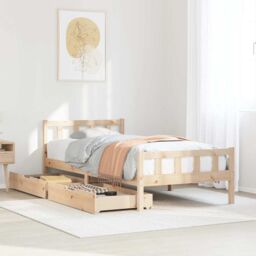 Berkfield Home Bed Frame without Mattress 90x190 cm Single Solid Wood Pine in Brown - thumbnail 1