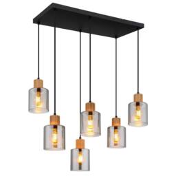 Netlighting Aleidis Cluster Pendant Matt Black Smoke Glass Shade 6x E27