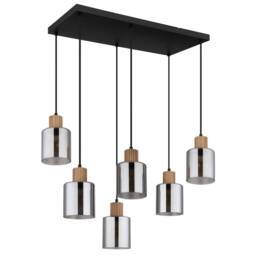 Netlighting Aleidis Cluster Pendant Matt Black Smoke Glass Shade 6x E27 - thumbnail 2