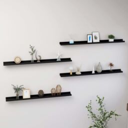 Berkfield Home Wall Shelves 4 pcs Black 100x9x3 cm - Size: 100 x 9 x 3 cm - thumbnail 1