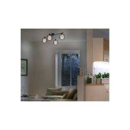 Netlighting Priso Multi Arm Semi Flush Ceiling Lamp Matt Black Glass Shade 4x E14 - thumbnail 2
