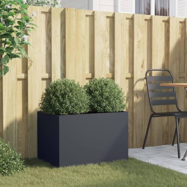 Berkfield Home Planter Anthracite 62x40x39 cm Steel in Charcoal - Size: 62 x 40 x 39 cm - image 1