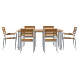 Berkfield Home 7 Piece Garden Dining Set Solid Wood Acacia & Metal in Grey - thumbnail 7