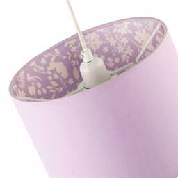 Happy Homewares Lilac Cotton Drum Lamp Shade with Inner White Floral Pattern Lining - Size: 10 inches - thumbnail 3