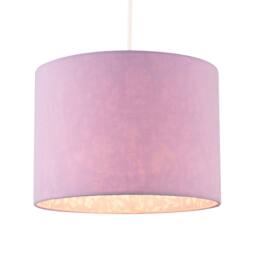 Happy Homewares Lilac Cotton Drum Lamp Shade with Inner White Floral Pattern Lining - Size: 10 inches - thumbnail 2