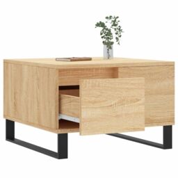 Berkfield Home Coffee Table Sonoma Oak 55x55x36.5 cm Engineered Wood in Brown - thumbnail 4