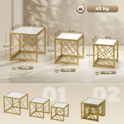 Kelvenix White Set of 3 Nesting Coffee Tables - Size: 0.6m2 - thumbnail 2