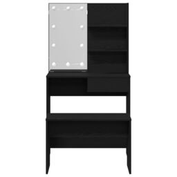 Berkfield Home Dressing Table Set with LED Black Oak Engineered Wood - thumbnail 8